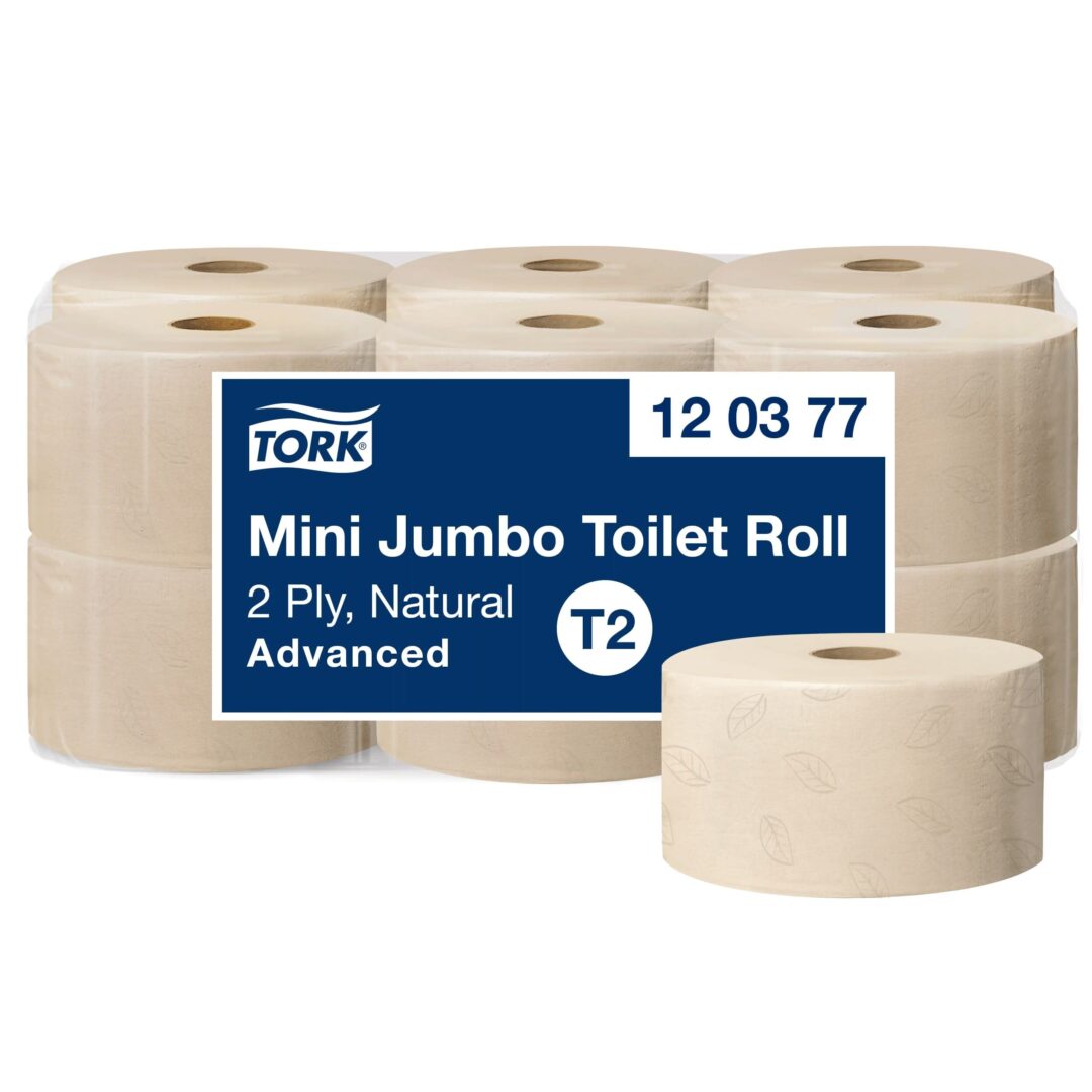 Toiletpapir Tork jumbo mini brun natur T2 170m 12 rl (129377) 1/36