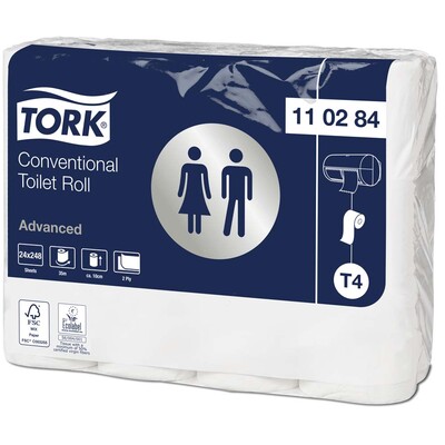 Tork Toiletpapir Advanced, T4, 2 lag, hvid i ruller